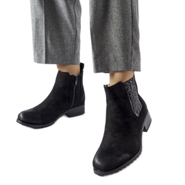 Bottines plates noires avec empiècement décoratif Arnoux le noir