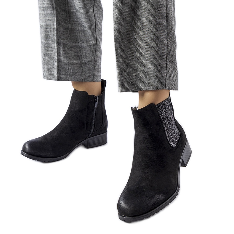 Bottines plates noires avec empiècement décoratif Arnoux le noir