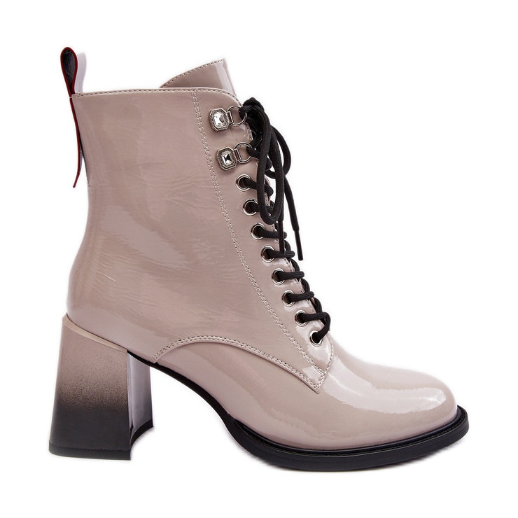 S.Barski Bottines en cuir verni D&A MR870-06 Gris clair beige S.Barski Bottines en cuir verni D&A MR870-06 Gris clair beige