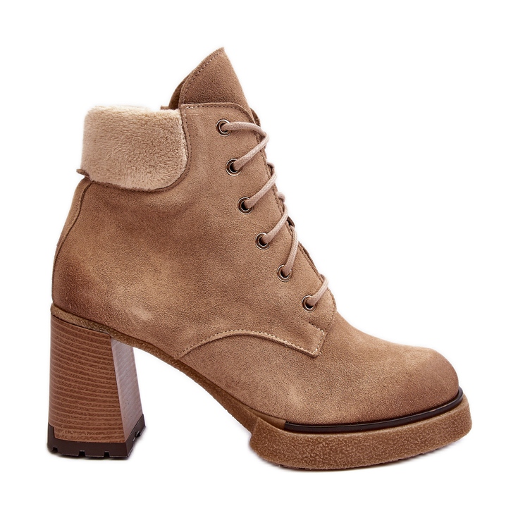 Bottines à lacets en daim Lemar Flomes beiges sur un talon haut
