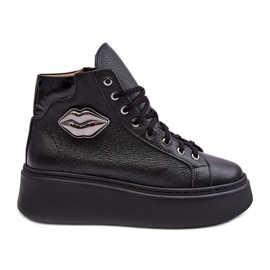 Baskets hautes zippées pour femmes Lemar noires Katerin