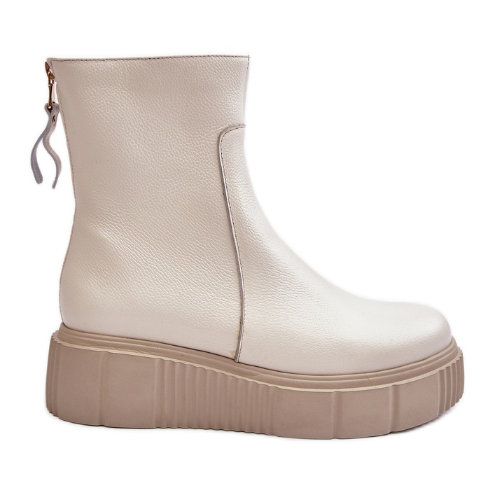 Bottes en cuir pour femmes sur la plateforme beige clair Lemar Jenefer Bottes en cuir pour femmes sur la plateforme beige clair Lemar Jenefer