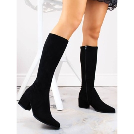 Sergio Leone W SK426 bottes à talons hauts en daim chaud, noir le noir
