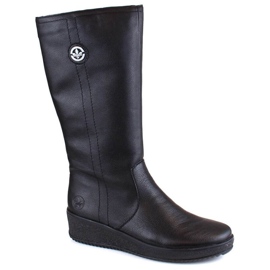 Bottes imperméables en cuir isolées avec de la laine de mouton Rieker W RKR237B le noir
