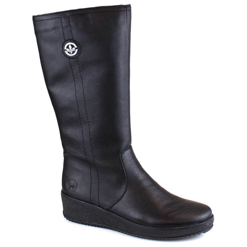 Bottes imperméables en cuir isolées avec de la laine de mouton Rieker W RKR237B le noir