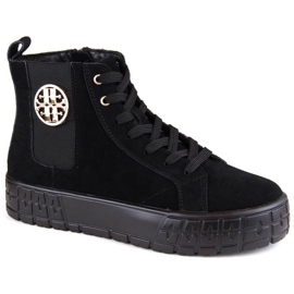 Filippo W PAW470 bottines en daim et cuir isolé noir sur la plateforme le noir