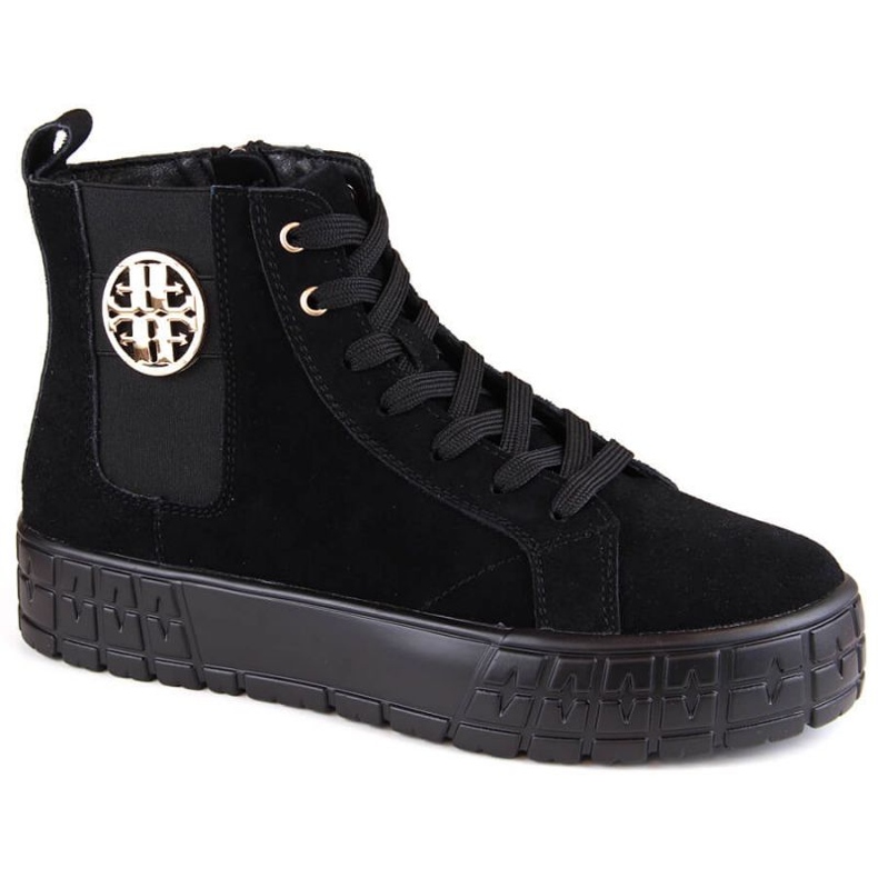 Filippo W PAW470 bottines en daim et cuir isolé noir sur la plateforme le noir