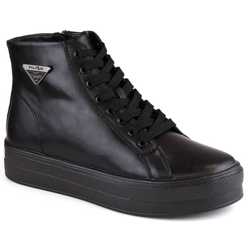 Bottines en cuir sur plateforme, creepers isolés Filippo W PAW471, noir le noir