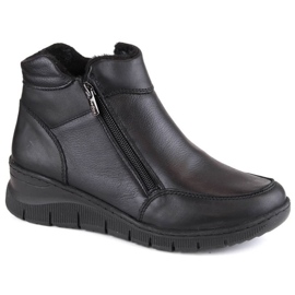 Bottines compensées en cuir confortables et isolées Helios W H594A, noir