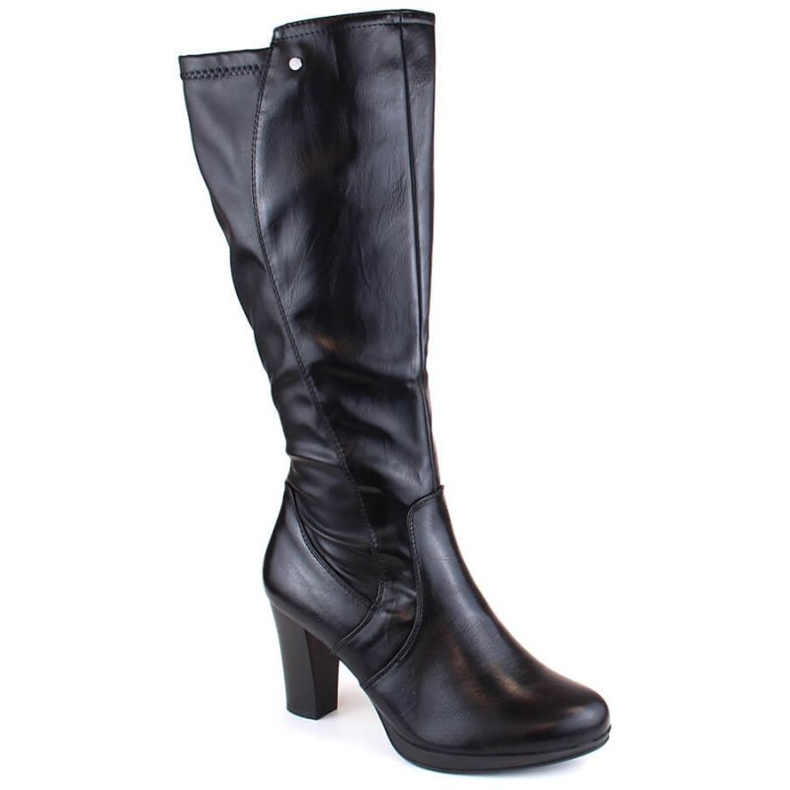 Bottes à talons hauts avec dos élastique, isolées M.Daszyński W SAN27A, noir le noir