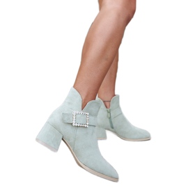 Bottines à talons vertes avec zircons Anibal