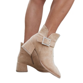 Bottines caramel avec zircons Anibal beige