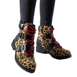 Bottines à imprimé léopard noir et beige Baltimore