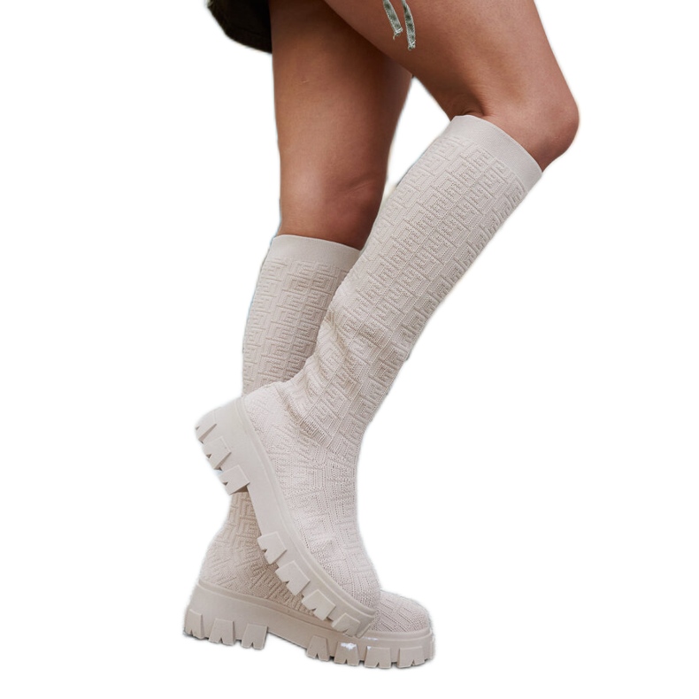 Bottes chaussettes longues beiges d'Ausonia
