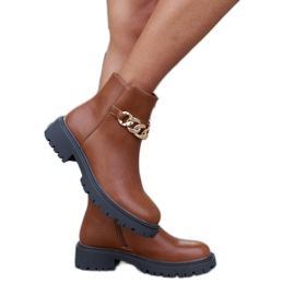 Bottines marron ornées d'une chaîne Bonsaint brun