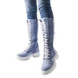 Bottes Palmer isolées en tissu bleu