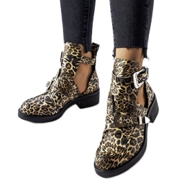 Bottines à découpes imprimé léopard par Sperone le noir