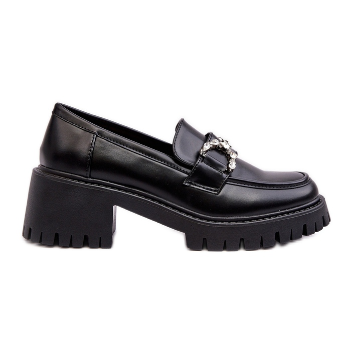 Chaussures en cuir à talons hauts massifs pour femmes, noir Lemmitty le noir