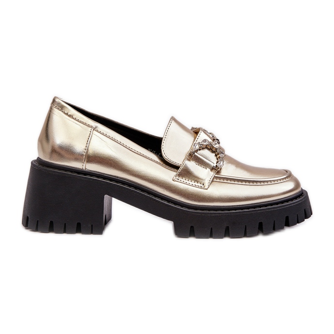 Chaussures en cuir pour femmes à talons hauts massifs, doré Lemmitty d'or