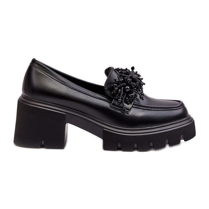 WS1 Chaussures En Cuir Pour Femmes Avec Décoration Noir Renesma le noir