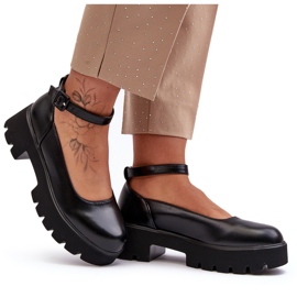 WS1 Chaussures à talons bas pour femmes avec boucle, noir par Owena