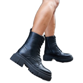 Boots noires ornées de surpiqûres Nicla le noir