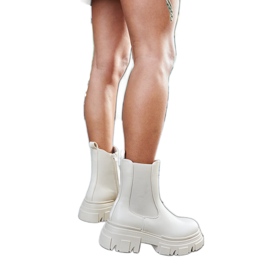 Bottines crème avec insert en caoutchouc D'Isola beige