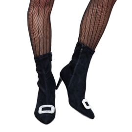 Bottines noires ornées de zircons Agatino