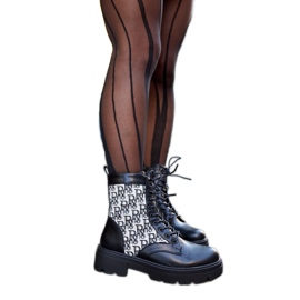 Bottines noires avec inscriptions décoratives Cisneros