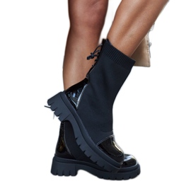 Inna Bottines chaussettes vernies noires d'Albertina