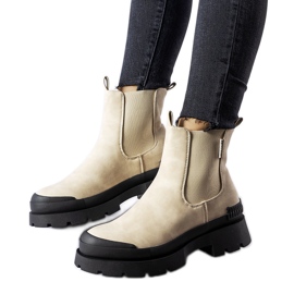 Bottines en éco-daim beige et noir Big Star MM274322