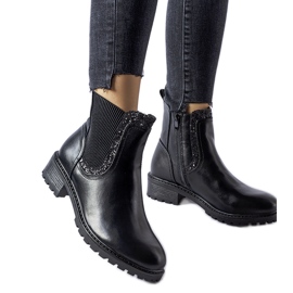 Bottines noires ornées de paillettes Emidio