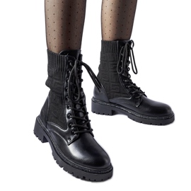 Bottines chaussettes noires avec strass Emanuele le noir