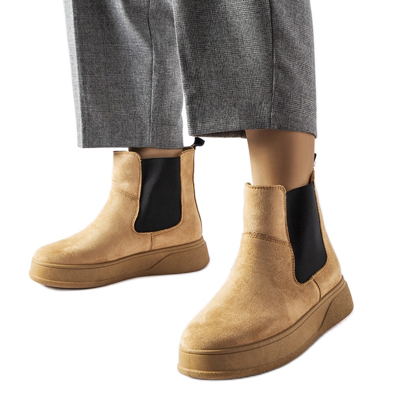 Bottines beige foncé sur la plateforme Benilde