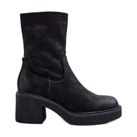 Sergio Leone Bottines à talons épais pour femmes noires Tozanna
