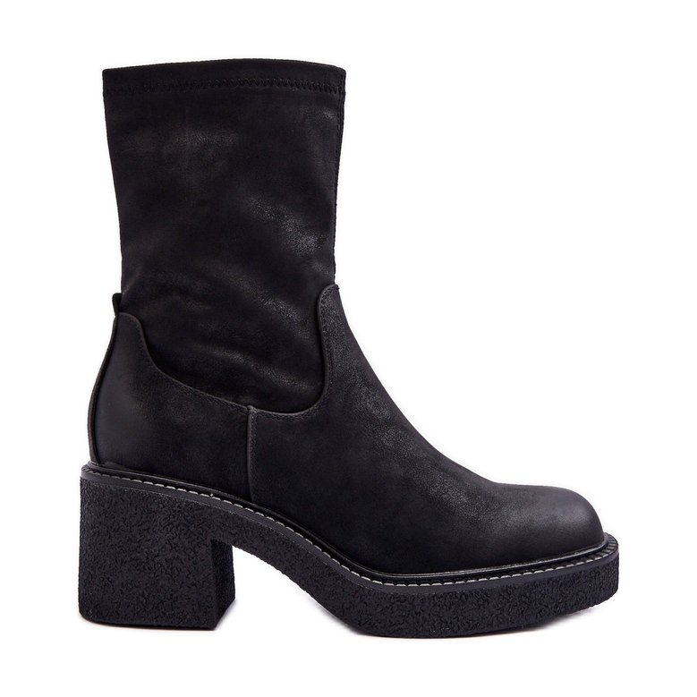 Sergio Leone Bottines à talons épais pour femmes noires Tozanna le noir