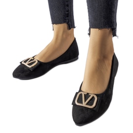 Ballerines noires avec boucle Secondo décorative