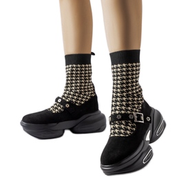 Bottines pied-de-poule noires Ivana