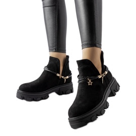 Bottines noires découpées avec bracelet Accettura