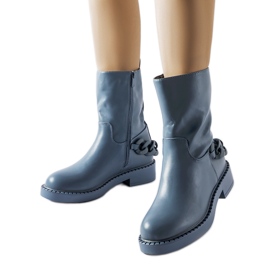 Inna Bottines isolées bleues avec chaîne Linera