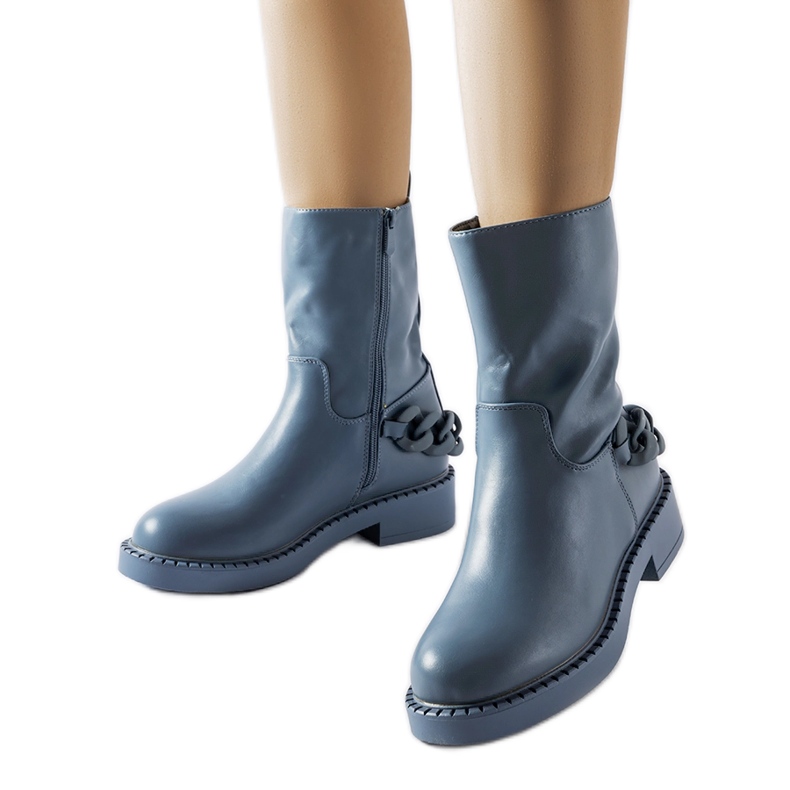 Inna Bottines isolées bleues avec chaîne Linera