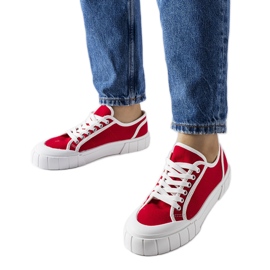 Baskets rouges sur une épaisse plateforme Egidio