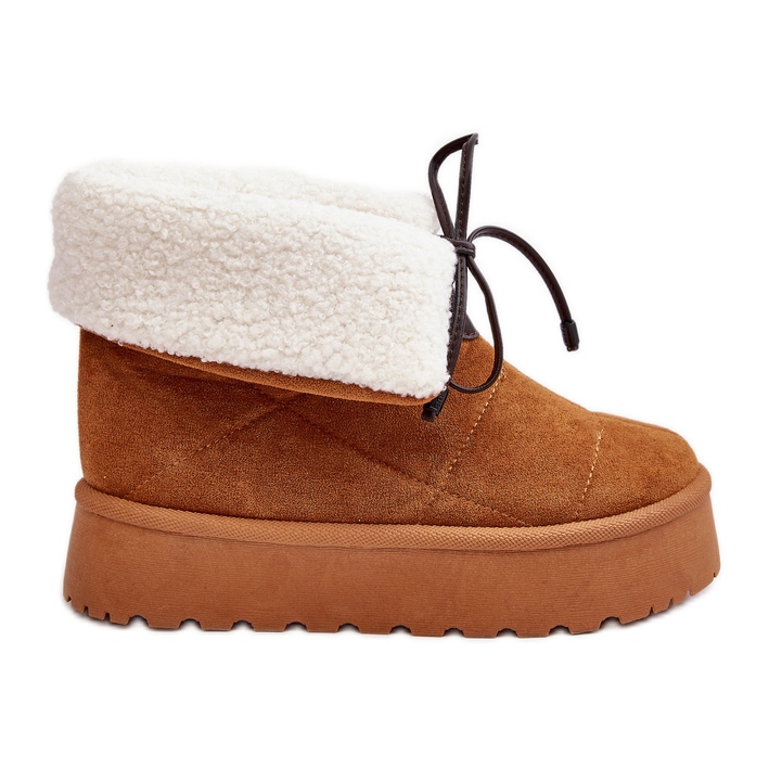 Boots de neige plateforme en peau de mouton Camel Olimuka brun Boots de neige plateforme en peau de mouton Camel Olimuka brun