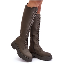 PS1 Bottes chaudes à lacets, cuissardes, vert foncé, Bergdis