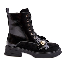 S.Barski Bottines zippées à la mode pour femmes avec décorations D&amp;A MR870-76 Noir