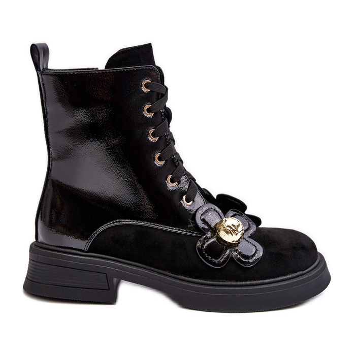 S.Barski Bottines zippées à la mode pour femmes avec décorations D&amp;A MR870-76 Noir le noir