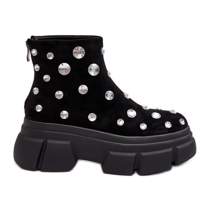 S.Barski Bottes isolées en daim avec cristaux D&amp;A MR870-83 Noir le noir