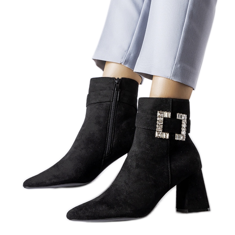 Bottines noires avec strass Alfero le noir