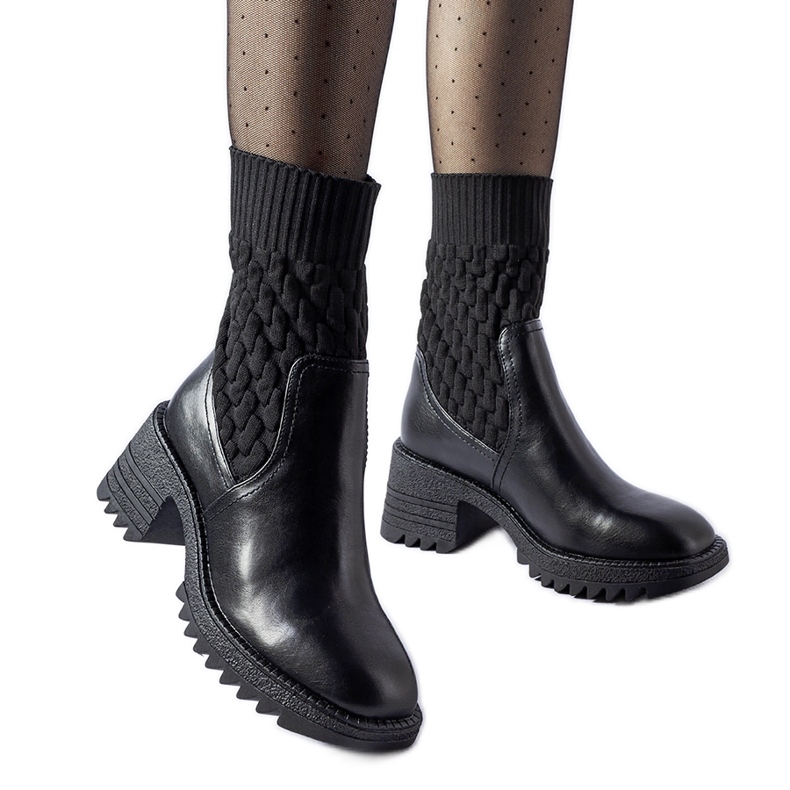 Bottines chaussettes noires avec embossage Buckley le noir