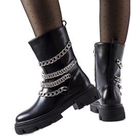 Bottines noires avec chaînes Bacco décoratives